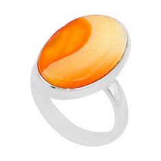 12.07cts solitaire natural honey botswana agate oval silver ring size 7 u29878