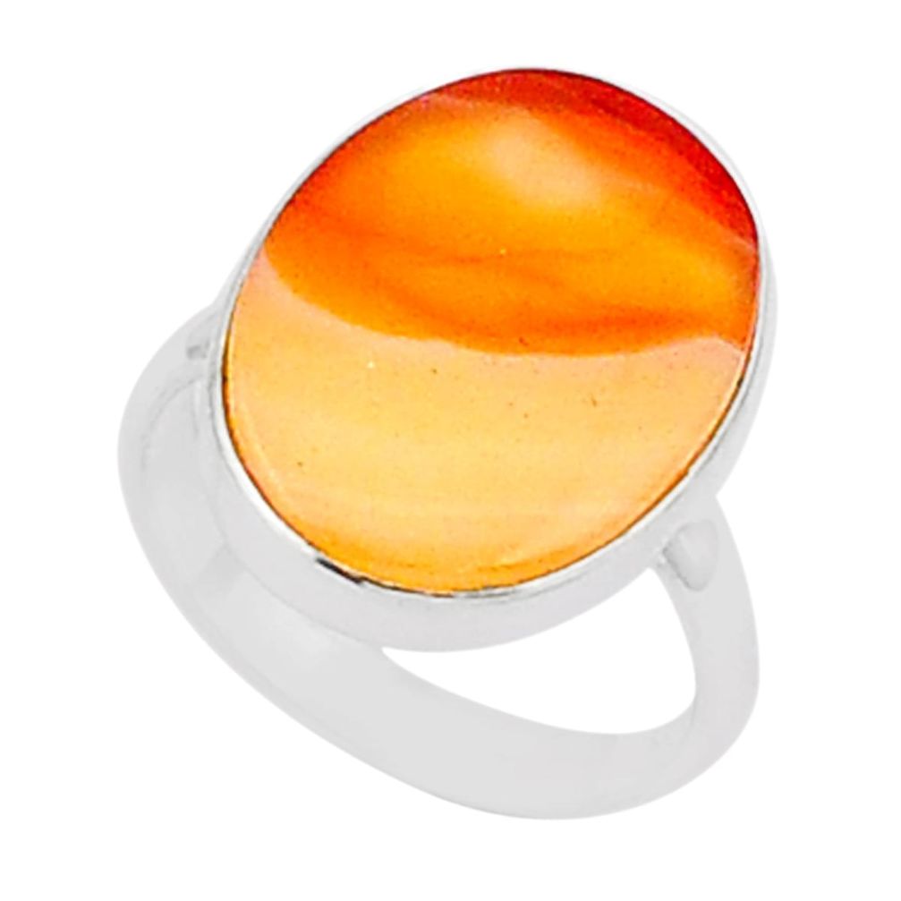 13.90cts solitaire natural honey botswana agate oval silver ring size 8 u29866