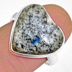 11.23cts solitaire natural k2 blue (azurite in quartz) silver ring size 8 y7609