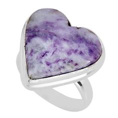 15.47cts solitaire natural kammererite heart sterling silver ring size 6 y80165