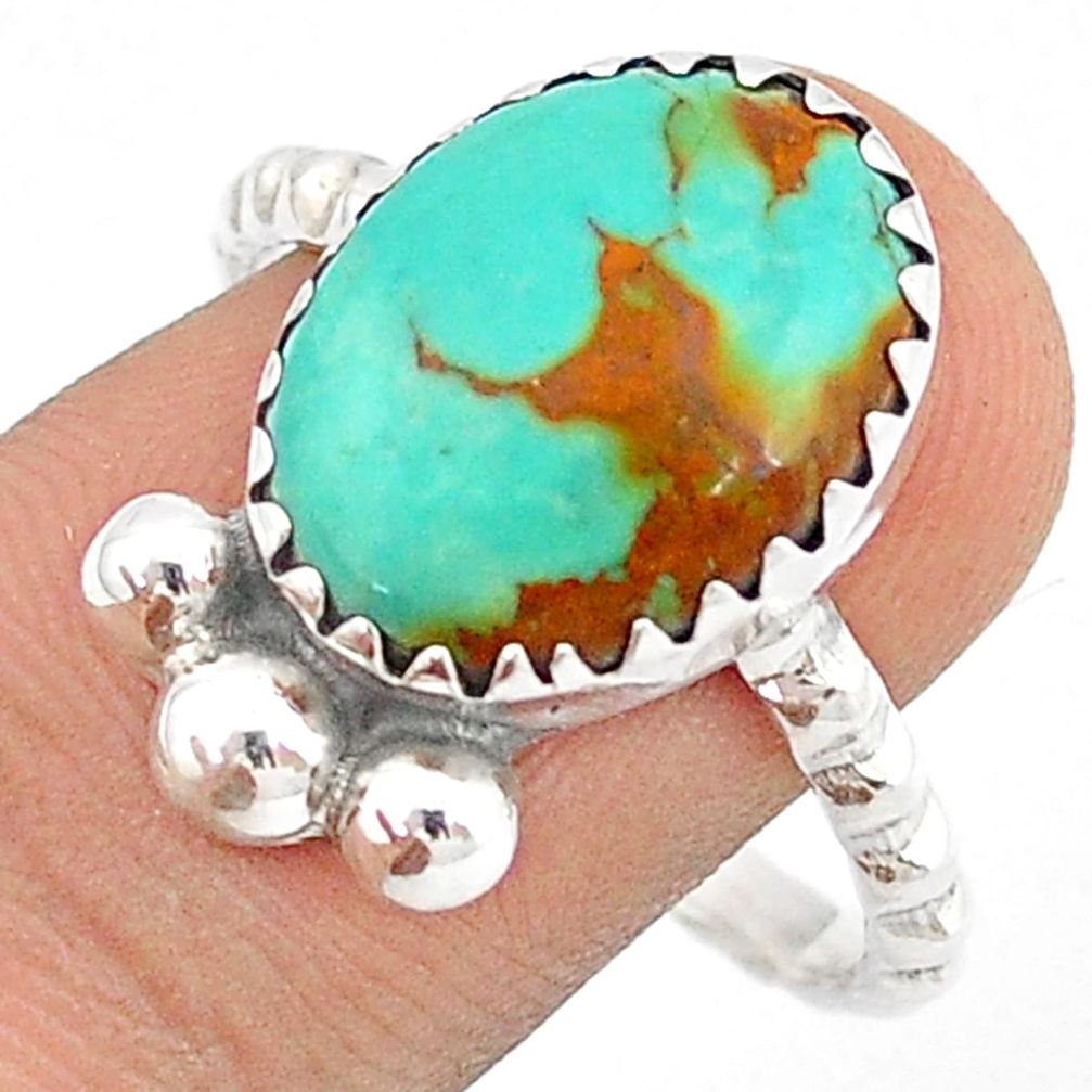 6.86cts solitaire natural kingman turquoise 925 silver ring size 9.5 u28342