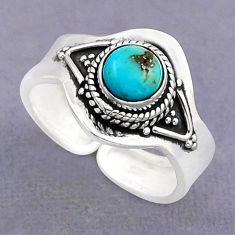 1.10cts solitaire natural  turquoise silver adjustable ring size 8 n1902