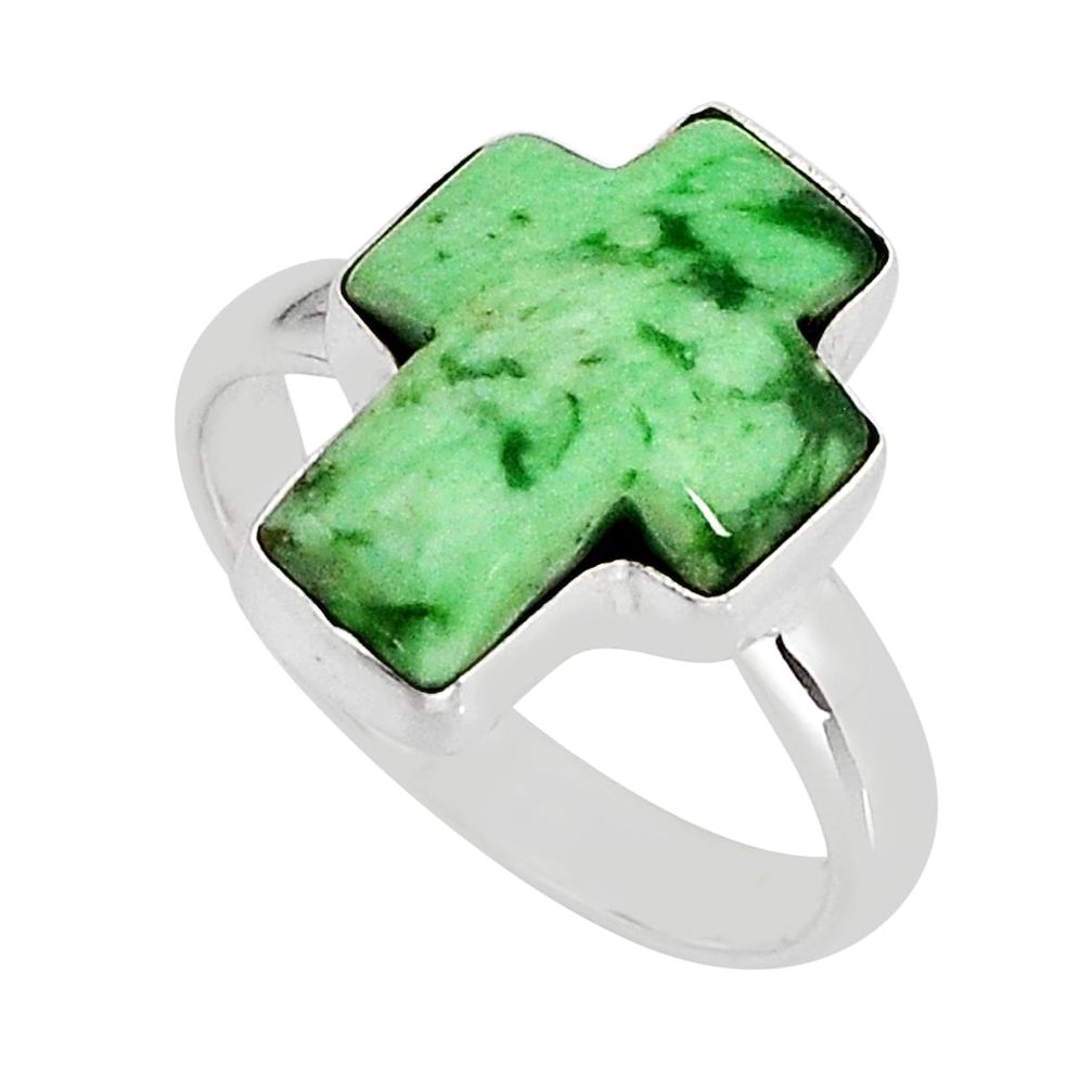 8.66cts solitaire natural  turquoise silver cross ring size 8.5 y75134