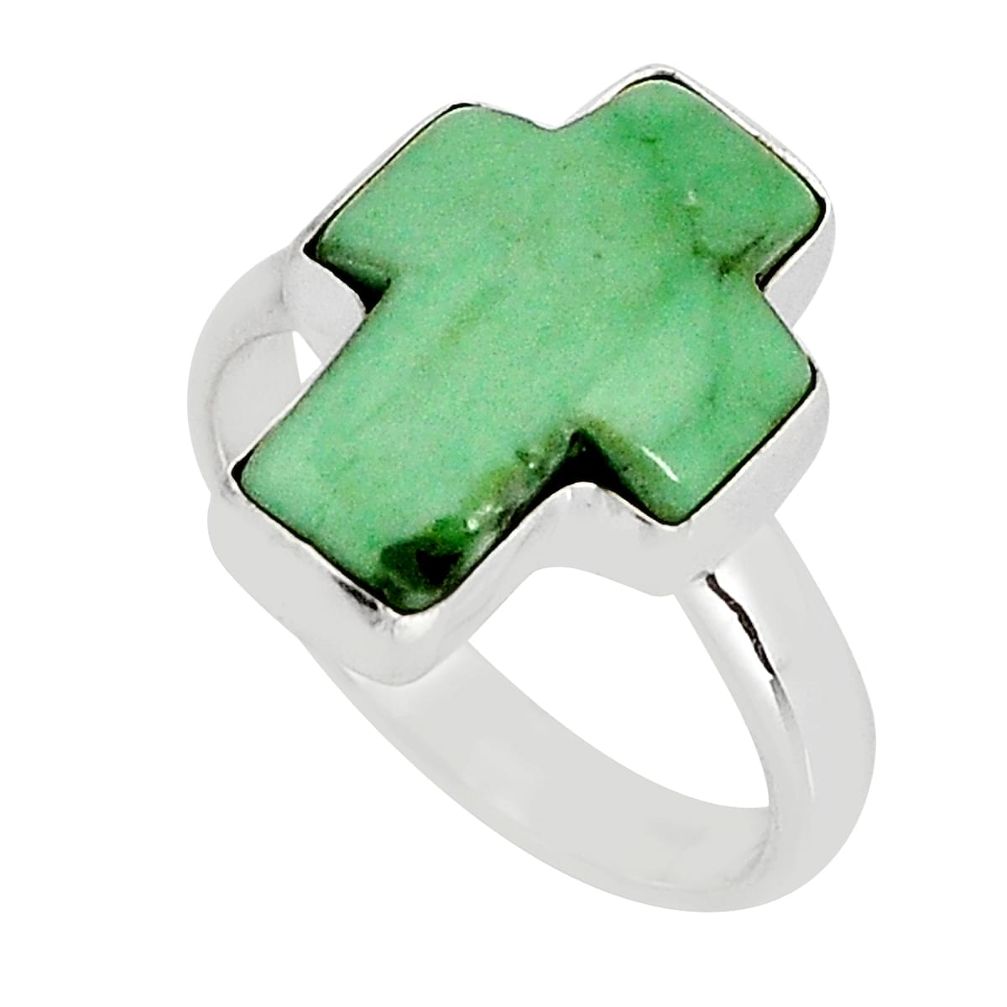 8.44cts solitaire natural  turquoise silver cross ring size 7.5 y75135
