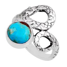 2.90cts solitaire natural  turquoise silver snake ring size 5.5 n26351