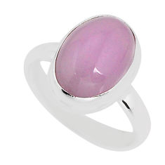 6.04cts solitaire natural kunzite oval 925 silver ring jewelry size 8 y77626