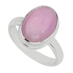 6.36cts solitaire natural kunzite oval 925 silver ring jewelry size 8 y77642