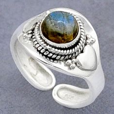 2.49cts solitaire natural labradorite 925 silver adjustable ring size 8 u89480