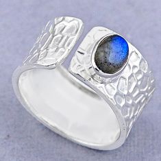 1.47cts solitaire natural labradorite 925 silver adjustable ring size 7.5 t47478