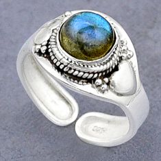 2.52cts solitaire natural labradorite 925 silver adjustable ring size 7.5 u89471