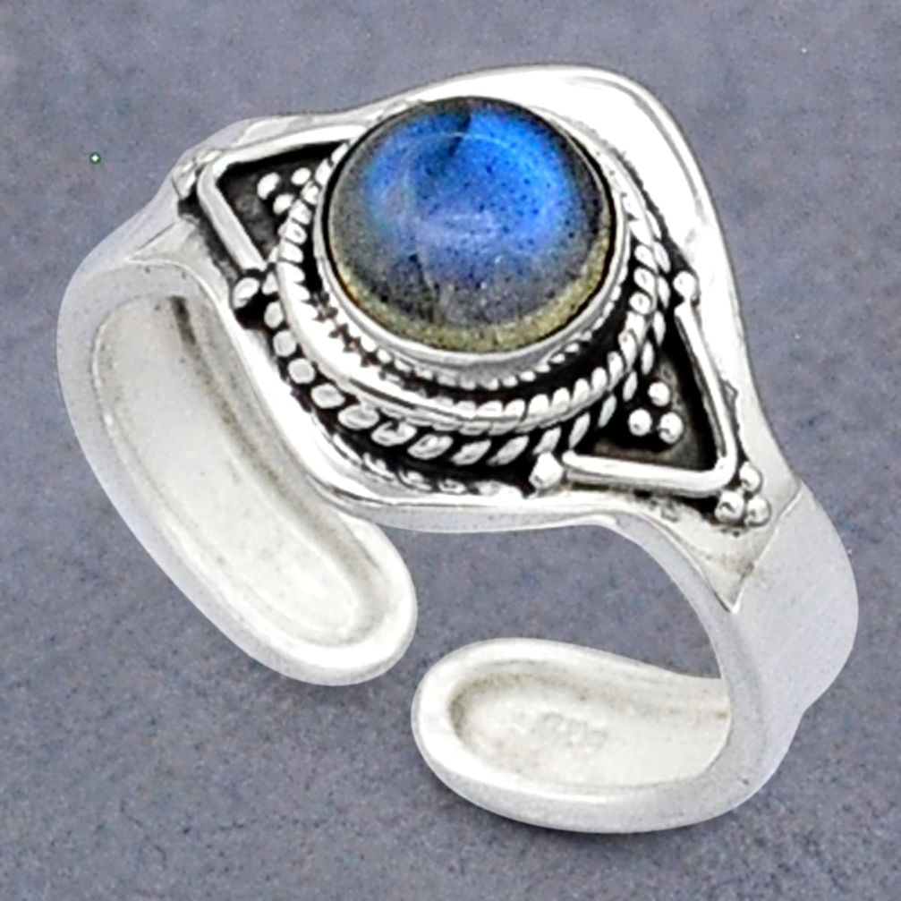 2.57cts solitaire natural labradorite 925 silver adjustable ring size 8.5 u89475