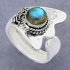 2.44cts solitaire natural labradorite 925 silver adjustable ring size 6.5 u89514