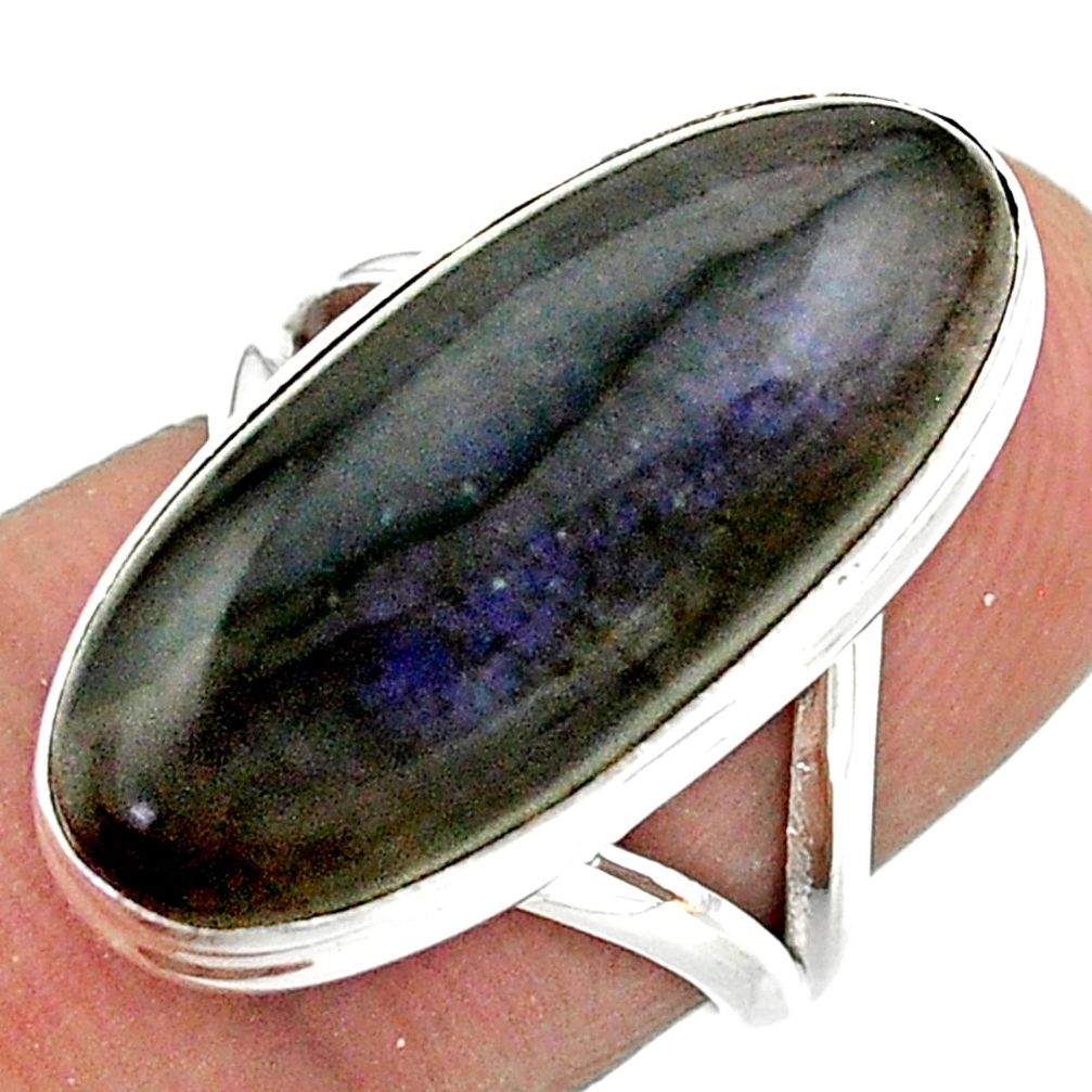 13.28cts solitaire natural labradorite spectrolite 925 silver ring size 6 t41730