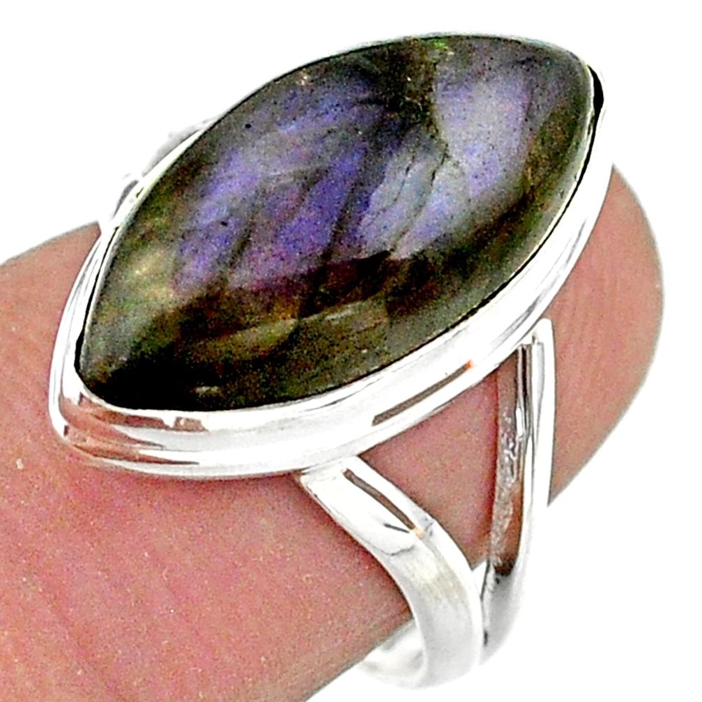 13.55cts solitaire natural labradorite spectrolite 925 silver ring size 7 t41721