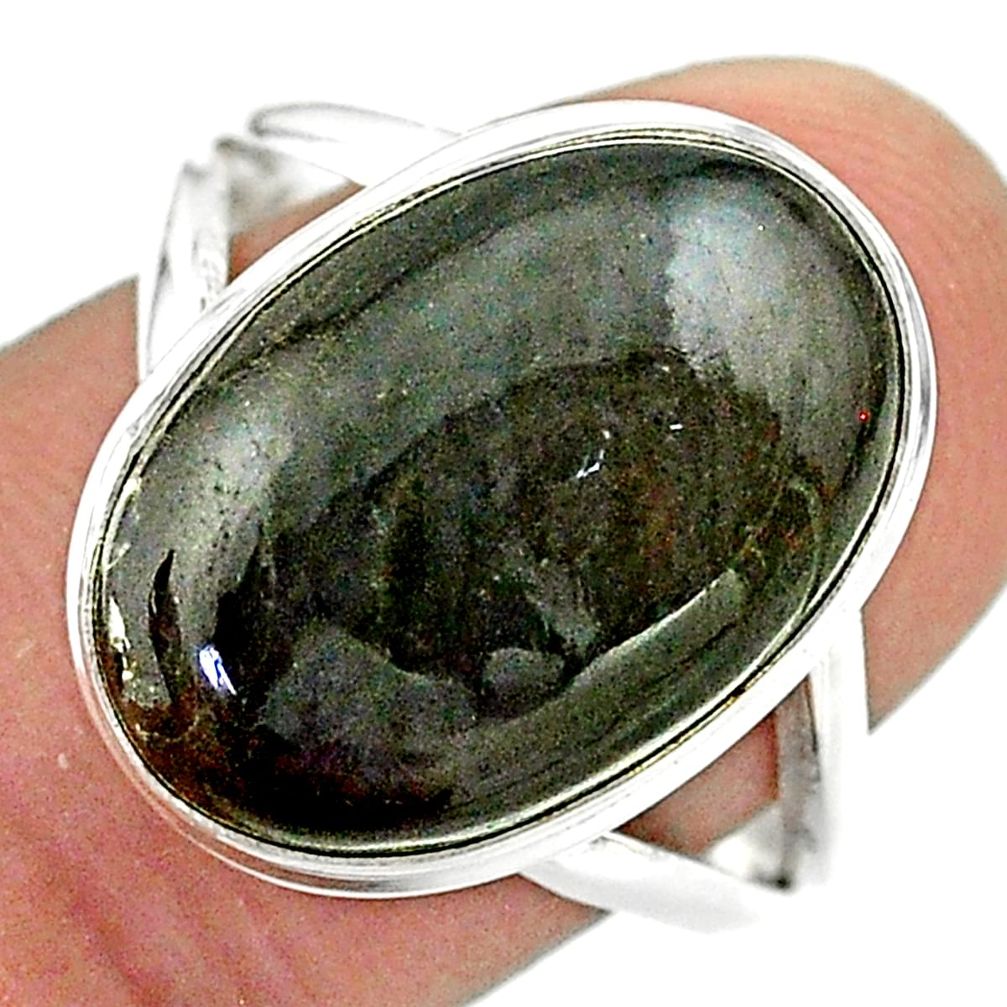 12.83cts solitaire natural labradorite spectrolite 925 silver ring size 9 t41725