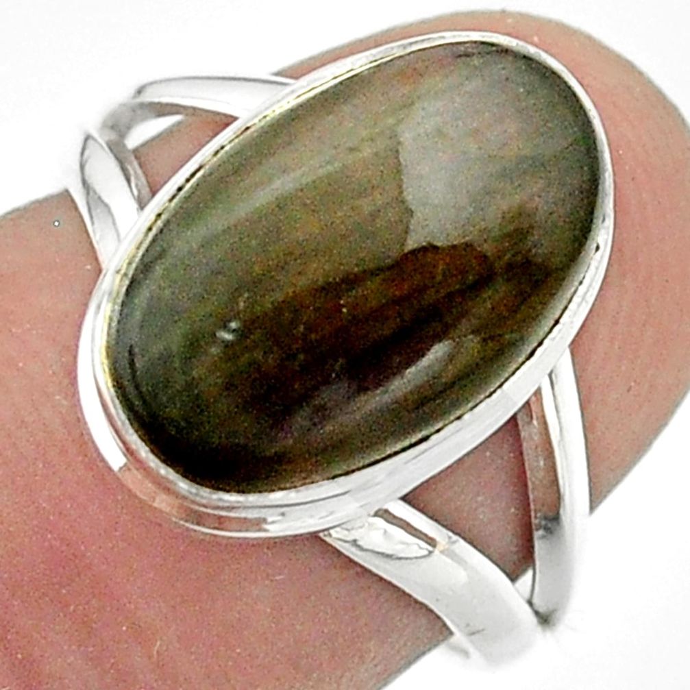 6.33cts solitaire natural labradorite spectrolite silver ring size 6.5 t41712