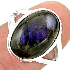 6.58cts solitaire natural labradorite spectrolite silver ring size 6.5 t41726