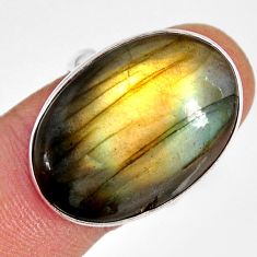 17.83cts solitaire natural labradorite spectrolite silver ring size 7.5 y79864