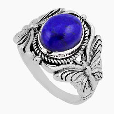 4.34cts solitaire natural lapis lazuli 925 silver butterfly ring size 6.5 n38810