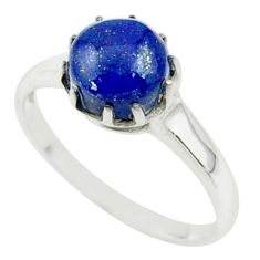 3.18cts solitaire natural lapis lazuli 925 sterling silver ring size 9 t78154