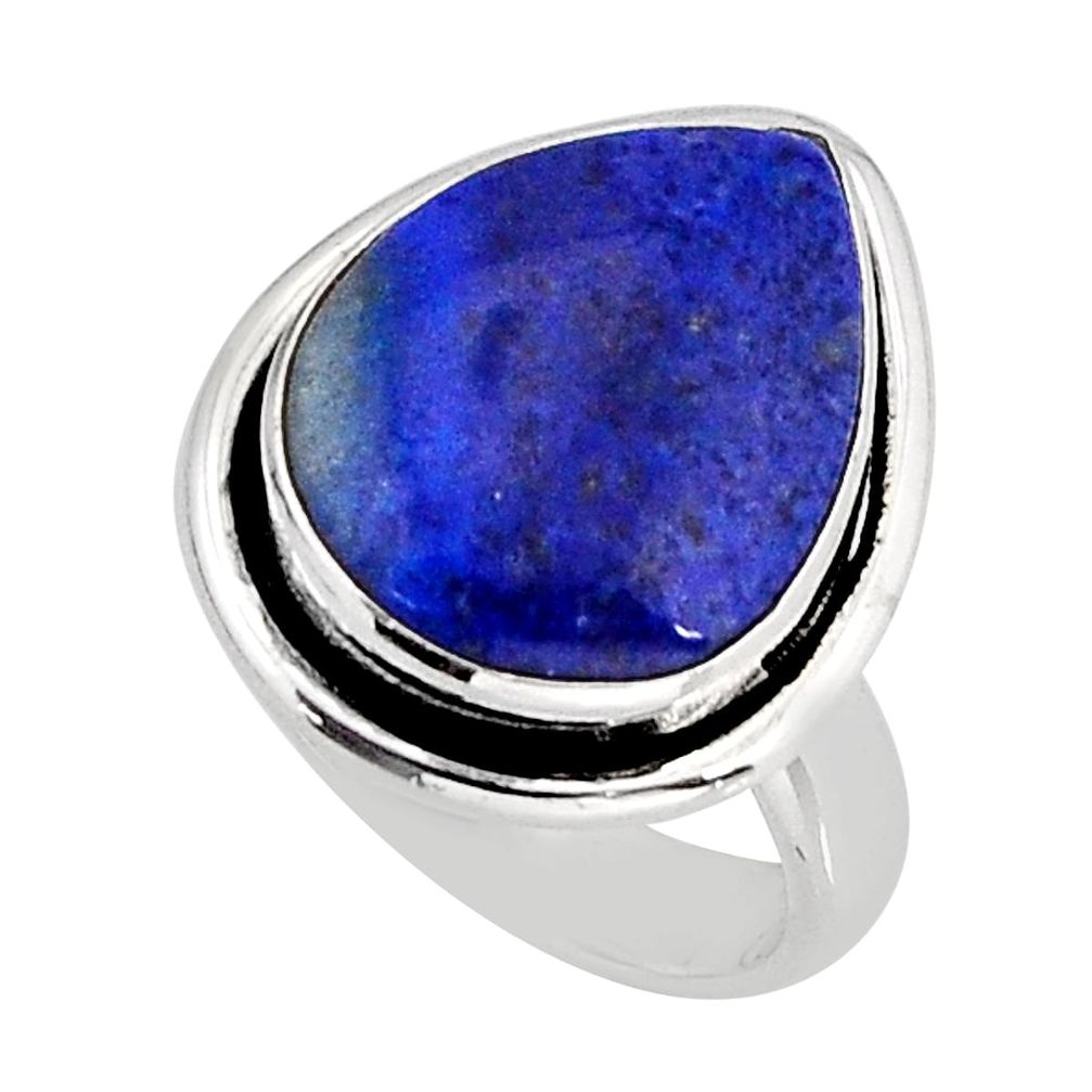 7.39cts solitaire natural lapis lazuli heart 925 silver ring size 4.5 y75432