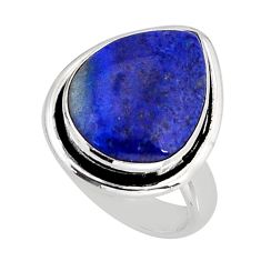 7.39cts solitaire natural lapis lazuli heart 925 silver ring size 4.5 y75432