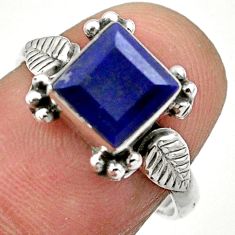 2.15cts solitaire natural lapis lazuli silver deltoid leaf ring size 7 u13165