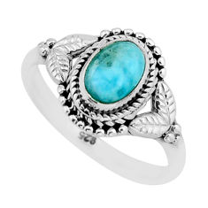 1.46cts solitaire natural larimar 925 sterling silver leaf ring size 7 y64212