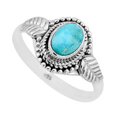 1.47cts solitaire natural larimar 925 sterling silver leaf ring size 8 y64207