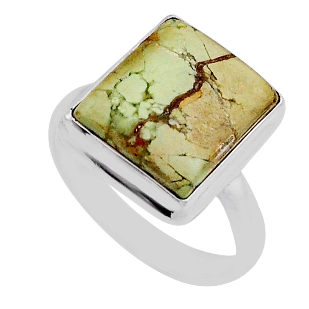 9.03cts solitaire natural lemon chrysoprase octagan silver ring size 11 n19427