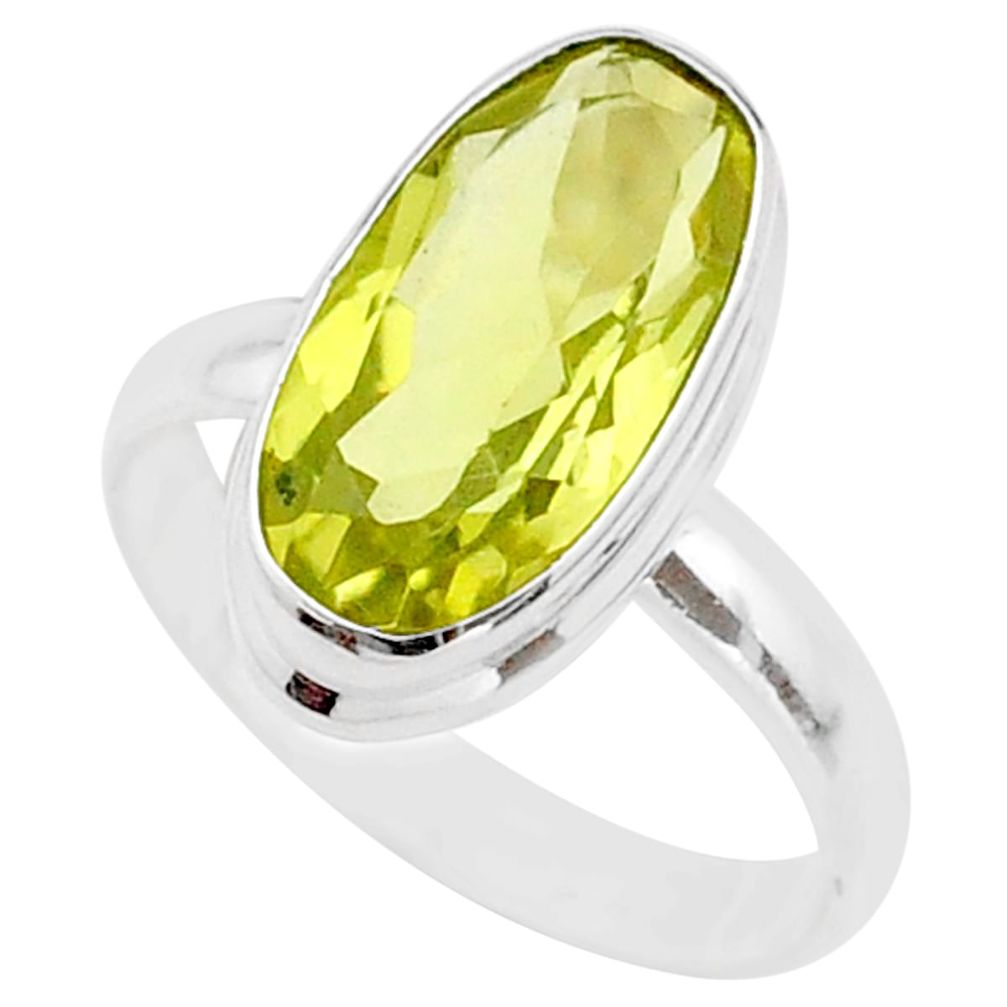 8.11cts solitaire natural lemon topaz 925 sterling silver ring size 11 t61571