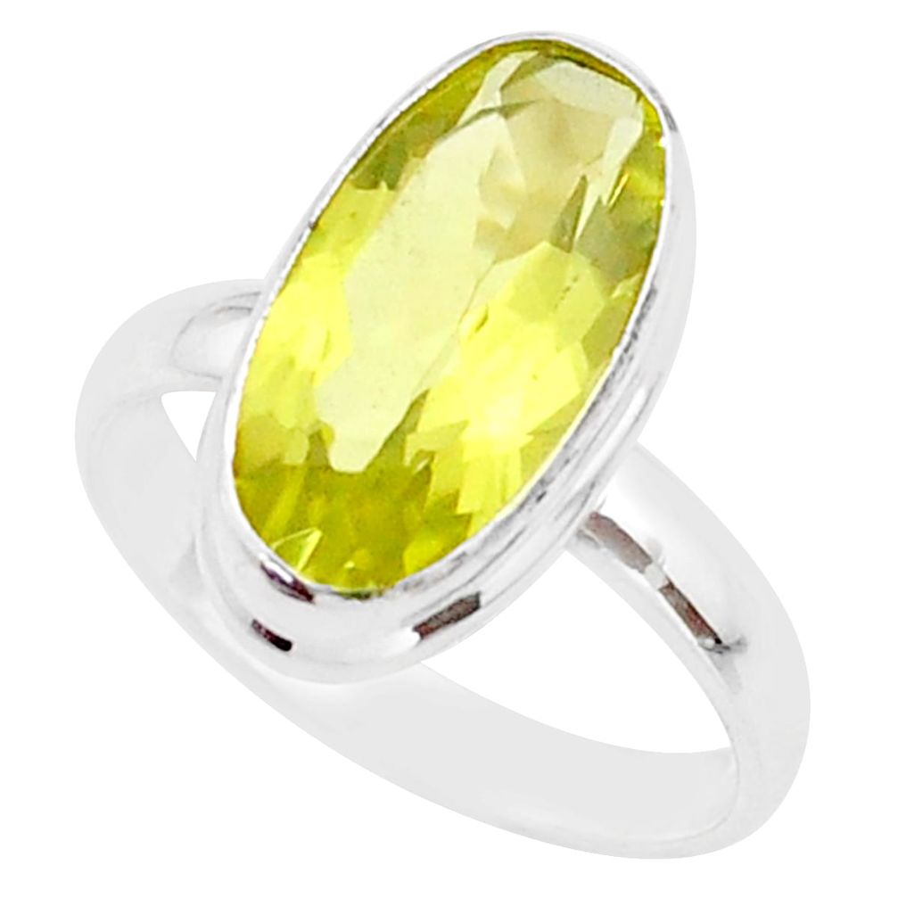 8.14cts solitaire natural lemon topaz 925 sterling silver ring size 11 t61574