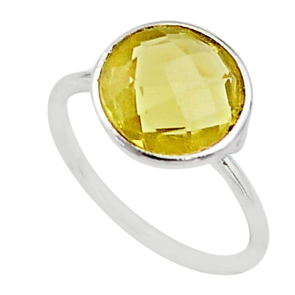 4.47cts solitaire natural lemon topaz 925 sterling silver ring size 6 t70653