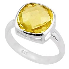 4.88cts solitaire natural lemon topaz 925 sterling silver ring size 6 t85021