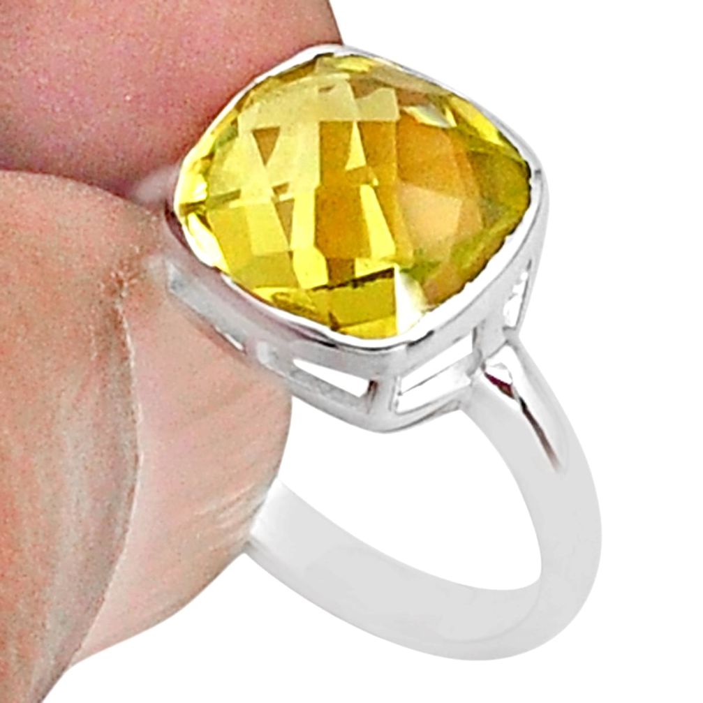 4.89cts solitaire natural lemon topaz 925 sterling silver ring size 8 t36410