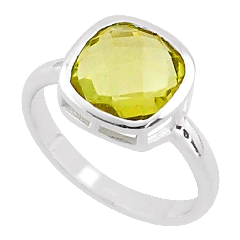 4.88cts solitaire natural lemon topaz 925 sterling silver ring size 8 t85014