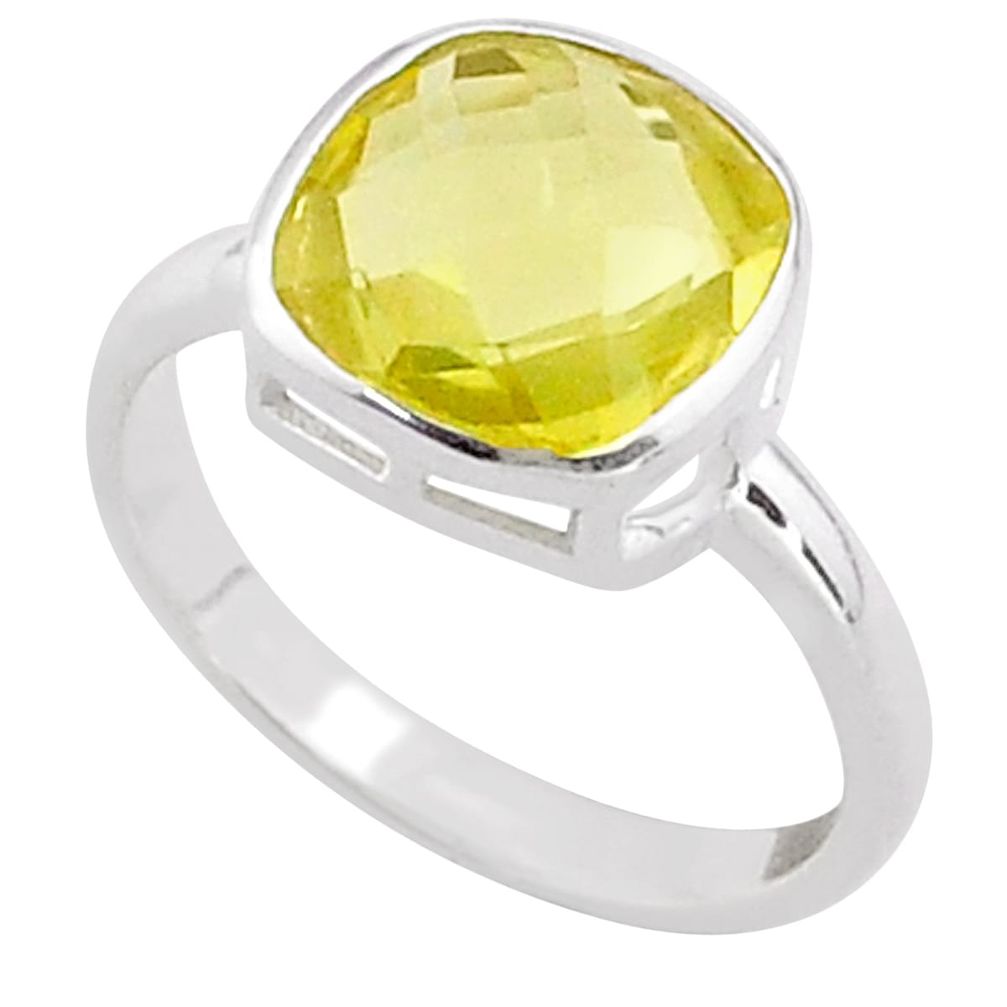 4.81cts solitaire natural lemon topaz 925 sterling silver ring size 8 t85020