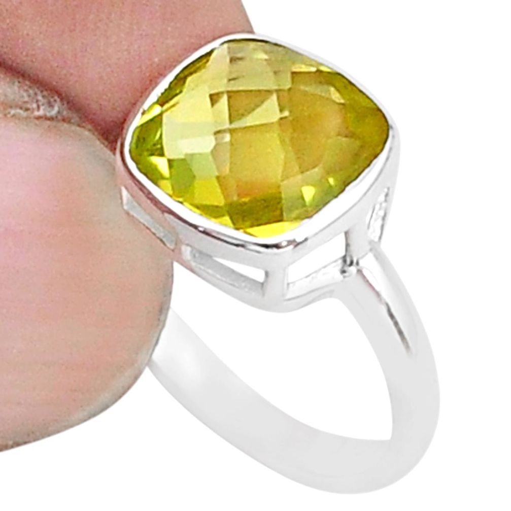 4.89cts solitaire natural lemon topaz 925 sterling silver ring size 6.5 t36361