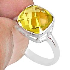 4.88cts solitaire natural lemon topaz 925 sterling silver ring size 8.5 t36407