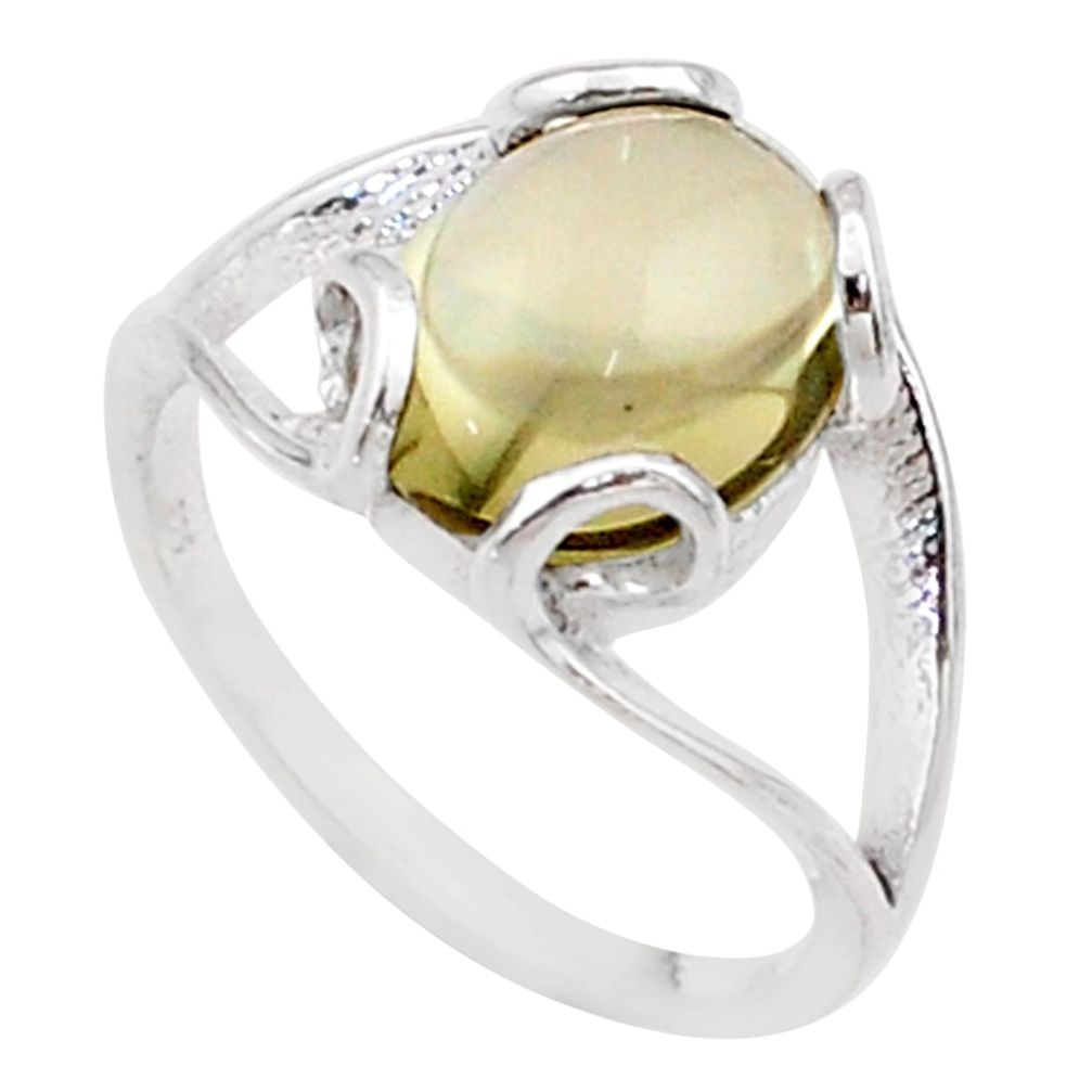 5.39cts solitaire natural lemon topaz 925 sterling silver ring size 7.5 t60609