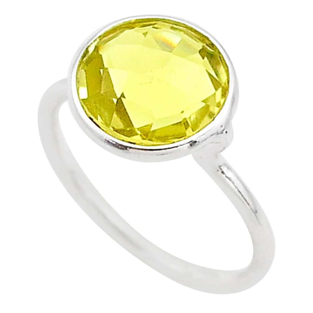 4.59cts solitaire natural lemon topaz 925 sterling silver ring size 6.5 t70568