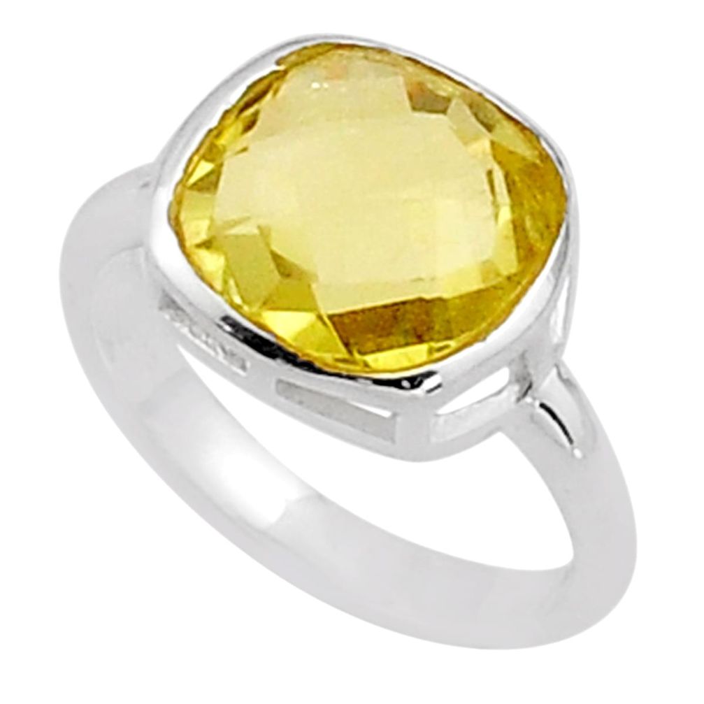 4.94cts solitaire natural lemon topaz 925 sterling silver ring size 5.5 t85022