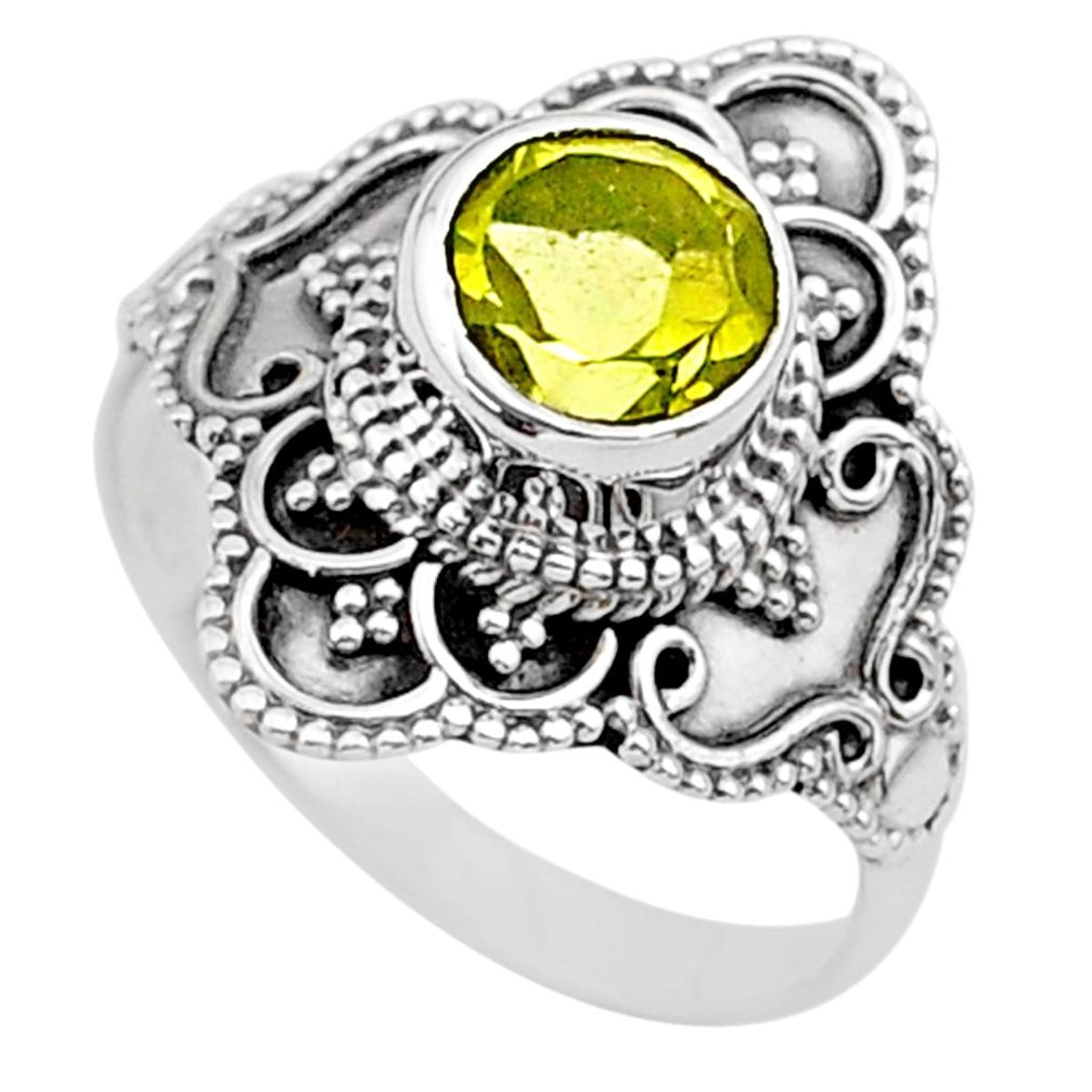 2.44cts solitaire natural lemon topaz round 925 silver ring size 8 t30768