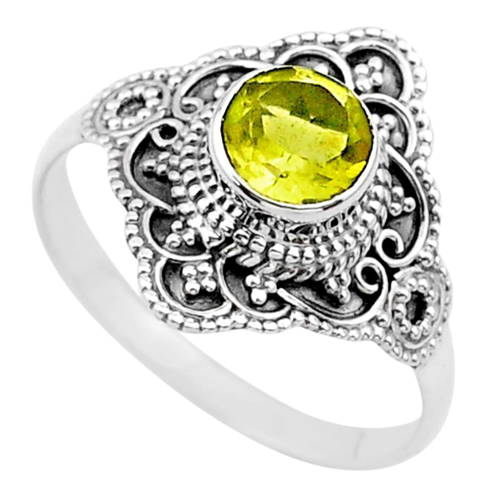 2.60cts solitaire natural lemon topaz round 925 silver ring size 10.5 t30775