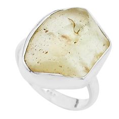 6.83cts solitaire natural libyan desert glass 925 silver ring size 7 u49885