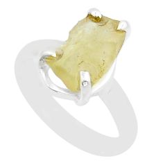 4.50cts solitaire natural libyan desert glass 925 silver ring size 7 u89085