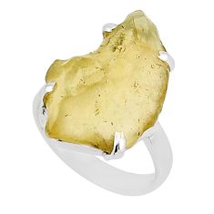 7.89cts solitaire natural libyan desert glass 925 silver ring size 7 y53252