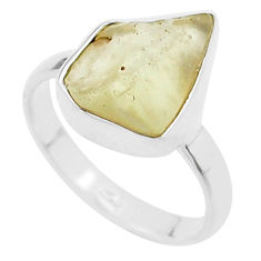 4.67cts solitaire natural libyan desert glass 925 silver ring size 8 u49886