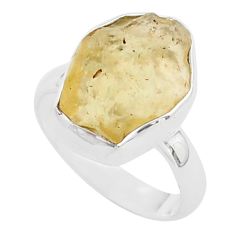 8.91cts solitaire natural libyan desert glass 925 silver ring size 7.5 t71575