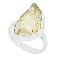 7.25cts solitaire natural libyan desert glass 925 silver ring size 7.5 u49881
